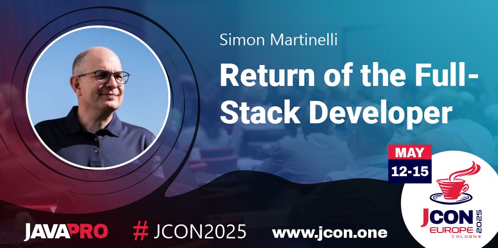 JCON (@jcon_conference) on Twitter photo Excited for #JCON EUROPE 2025? See <a href="/simas_ch/">Simon Martinelli</a> at #JCON2025 in Cologne talking about 'Return of the Full-Stack #Developer'
Full-stack #development, where one developer works on both the #frontend โฆ
Get your free #JUG Ticket: jcon.one Excited for #JCON EUROPE 2025? See <a href="/simas_ch/">Simon Martinelli</a> at #JCON2025 in Cologne talking about 'Return of the Full-Stack #Developer'
Full-stack #development, where one developer works on both the #frontend โฆ
Get your free #JUG Ticket: jcon.one
