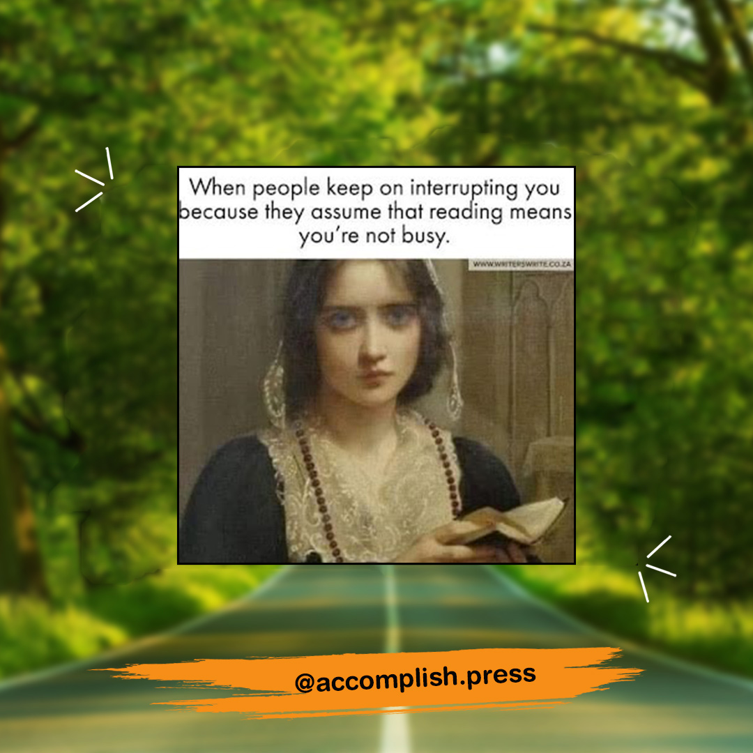 AccomplishPress's tweet image. 😑

#creativewriting #creativewritingcourse #creativewritingacademy #aspiringauthor #aspiringwriter #writingtips #writingcourse #writingcommunity #indieauthor #selfpublishing #accomplishpress #writewithtolulope