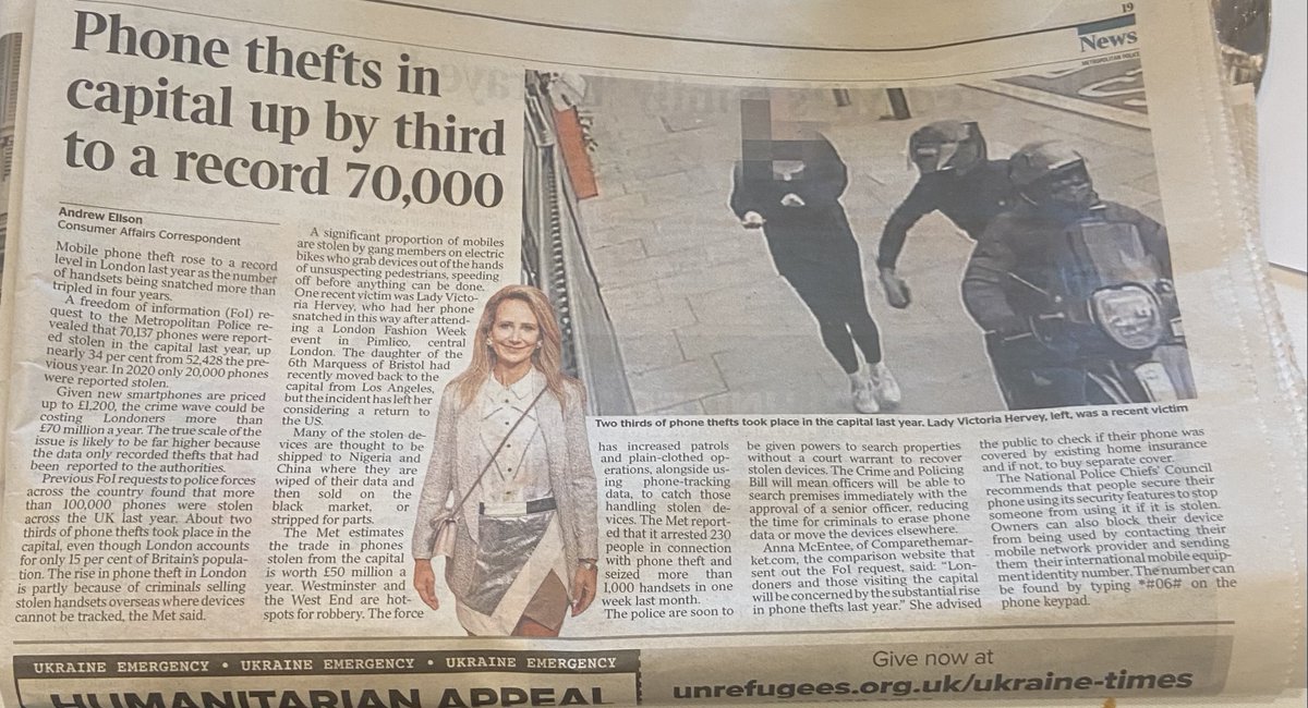 Mobile phone theft reaches highest recorded level in London. #LawlessLondon