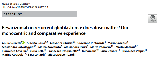Lombardi Giuseppe (@drlombardigiu) on Twitter photo In this important study, we have shown that in #GBM patients a low dose of #bevacizumab is as effective as a higher dose , with less toxicity and less burden on the healthcare system.
<a href="/EANOassociation/">EANO</a>
<a href="/NeuroOnc/">SNO</a>
<a href="/SN_Oncology/">@SN_Oncology</a>
<a href="/iov_irccs/">IOV - Istituto Oncologico Veneto</a>
<a href="/FondCeleghin/">FondazioneCeleghin</a>
link.springer.com/article/10.100… In this important study, we have shown that in #GBM patients a low dose of #bevacizumab is as effective as a higher dose , with less toxicity and less burden on the healthcare system.
<a href="/EANOassociation/">EANO</a>
<a href="/NeuroOnc/">SNO</a>
<a href="/SN_Oncology/">@SN_Oncology</a>
<a href="/iov_irccs/">IOV - Istituto Oncologico Veneto</a>
<a href="/FondCeleghin/">FondazioneCeleghin</a>
link.springer.com/article/10.100…