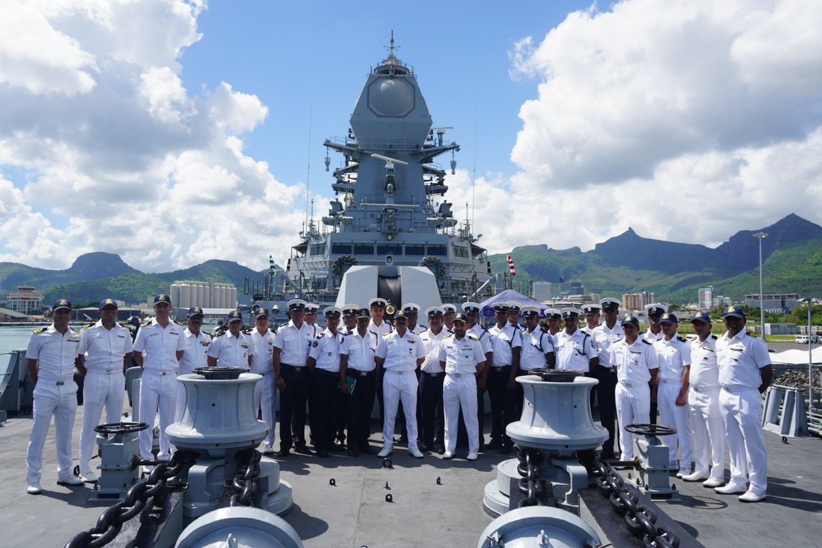 indiannavy's tweet image. #INSImphal arrived at Port Louis, #Mauritius, on #10Mar 25, to a warm welcome, marking her maiden visit to participate in the 57th Mauritius National Day celebrations. This visit aligns with the longstanding tradition of #IndianNavy warships &amp;amp; aircraft contributing to such