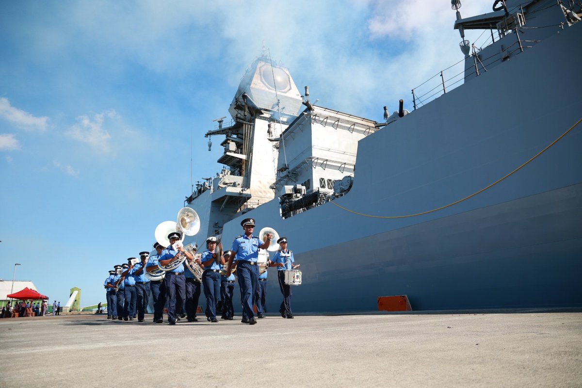 indiannavy's tweet image. #INSImphal arrived at Port Louis, #Mauritius, on #10Mar 25, to a warm welcome, marking her maiden visit to participate in the 57th Mauritius National Day celebrations. This visit aligns with the longstanding tradition of #IndianNavy warships &amp;amp; aircraft contributing to such