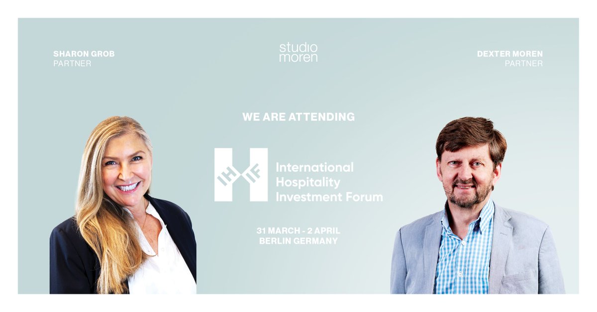 #StudioMoren's Partners, Sharon Grob and Dexter Moren, are looking forward to attending the International Hospitality Investment Forum (IHIF) from 31 March to 2 April in Berlin.

Please get in touch with them directly if you would like to connect at the conference.

#IHIFEMEA25