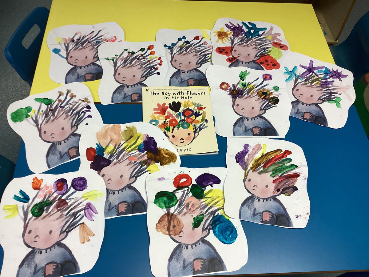 Beautiful artwork as part of our work around the book ‘The Boy With Flowers in His Hair.’ Today we will continue to discuss the impact of kindness and how kind words impact positively on others.