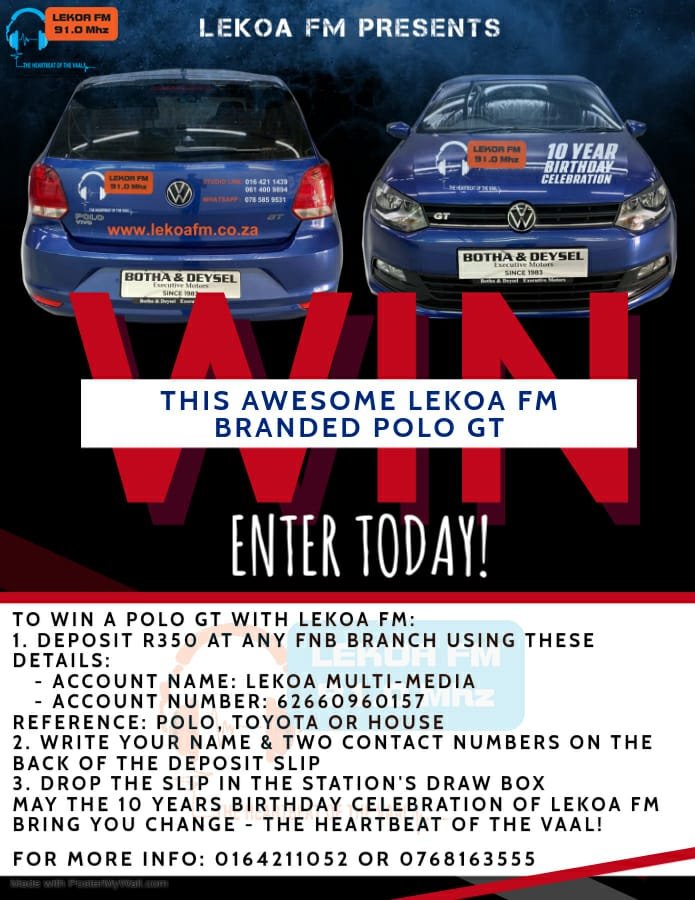 Feeling lucky? Donate and stand a chance to win a Polo GT with Lekoa FM!