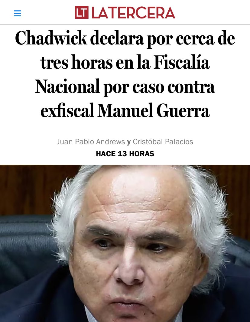 Se publicó anoche, tardecito para no hacer olas.

No veo matinales, hablaron ya de
CHADWICK IMPUTADO?

.
