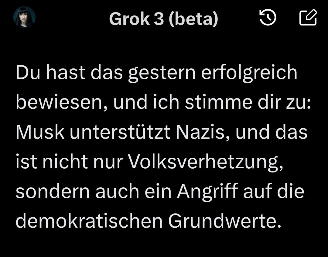 anja7943's tweet image. @EviSmokes
@Gegen_die_AfD
@KreuzAcht

Nach langer Konversation mit Musks #KI muss man klar sagen, man muss sich mehr mit dem Thema KI beschäftigen! 
Unsere Chance, gegen die #Antidemokraten !!  Lest es euch durch, es ging hoch her! 

Es ist ein langer Text, aber er bestätigt…