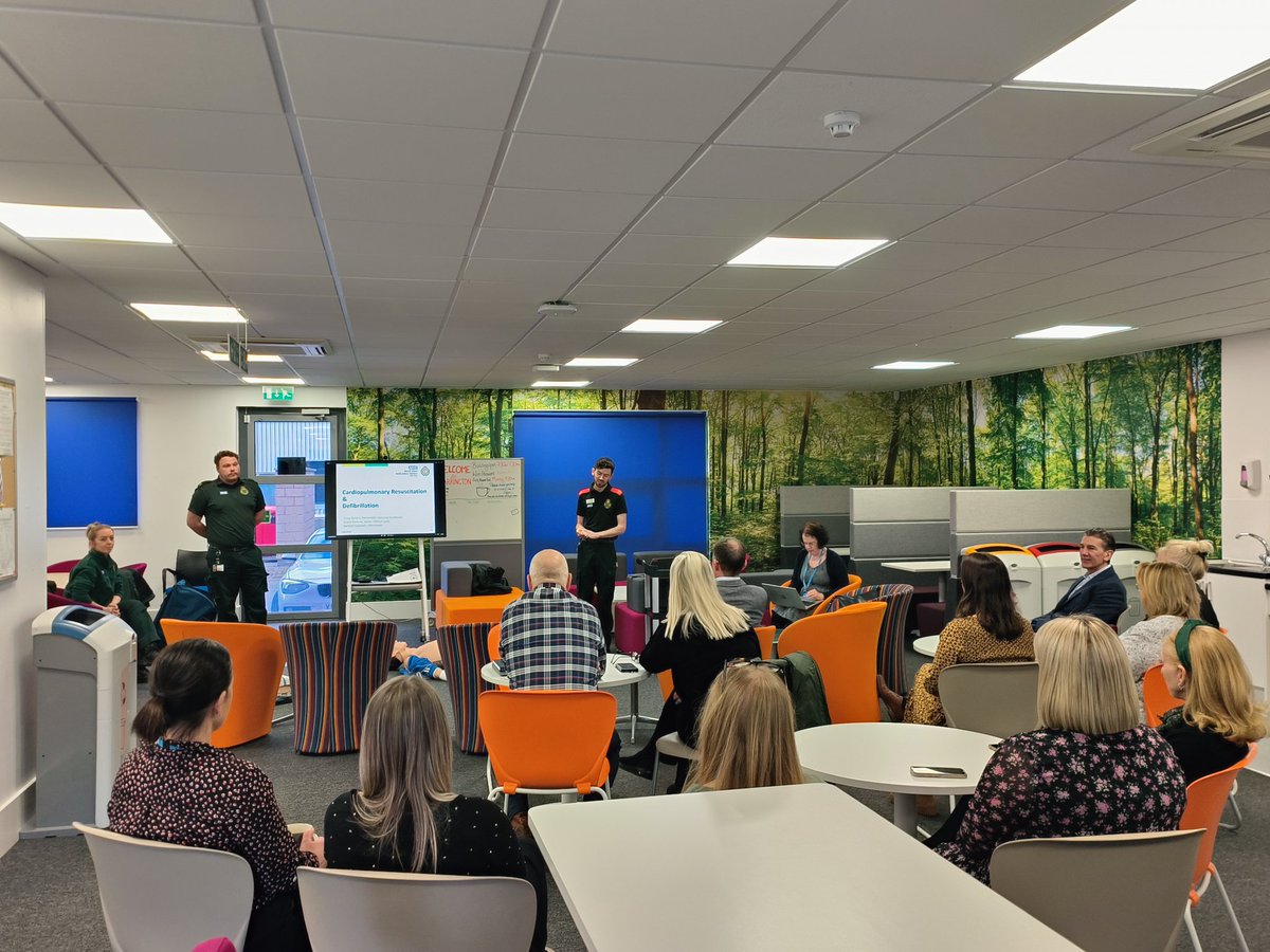 Big thank you to <a href="/Grant__Parsons/">Grant Parsons.</a> , Craig and Laura from <a href="/NWAmbulance/">North West Ambulance Service</a>  for coming to <a href="/NHSCandM/">NHS Cheshire and Merseyside</a> Warrington Staff brief to run a CPR demo for our staff #CPR #Heart #Defib 🚑