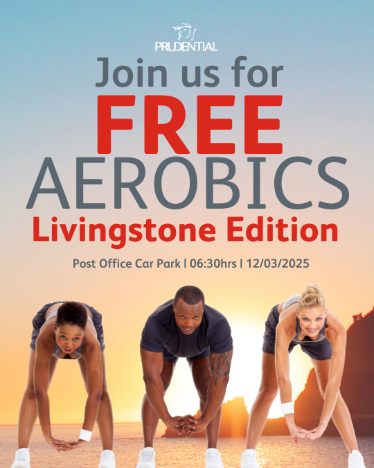 In celebration of #YouthDay we invite you to join us for a FREE Aerobics Session in LIVINGSTONE on Wednesday 12 March 2025, at 06:30hrs, Post Office Car Park. We pride ourselves in ensuring the #Health of our clients and the communities we serve. Let's #GetFit #pruaerobics