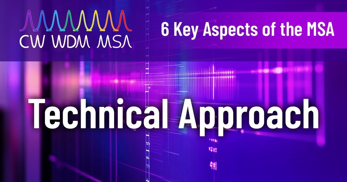 The CW-WDM MSA defines optical source specifications to standardize the supply chain while allowing flexibility for developers. It specifies three wavelength spans (9nm, 18nm, 36nm) and grid options (8+1, 16+1, 32+1) in the O-band, encouraging innovation through less restriction.
