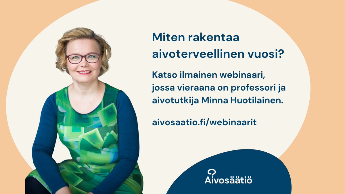 Aivoviikon kunniaksi nostamme estradille aivotutkija Minna Huotilaisen neuvot aivoterveelliseen elämään.
Webinaarissamme Huotilainen jakaa tutkimukseen perustuvaa tietoa ja neuvoja aivoterveelliseen elämään eri ikäisille ja eri elämäntilanteisiin.
Katso: aivosaatio.fi/ajankohtaista/…