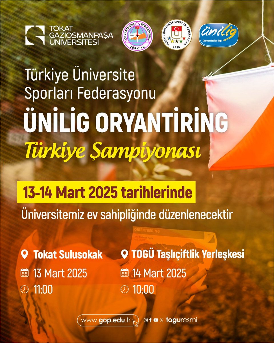 📢 ÜNİLİG Oryantiring Türkiye Şampiyonası Başlıyor!

🏆 Türkiye Üniversite Sporları Federasyonu tarafından düzenlenen ÜNİLİG Oryantiring Türkiye Şampiyonası 13-14 Mart 2025 tarihlerinde Üniversitemiz ev sahipliğinde gerçekleşecek.

#gaziosmanpaşaüniversitesi