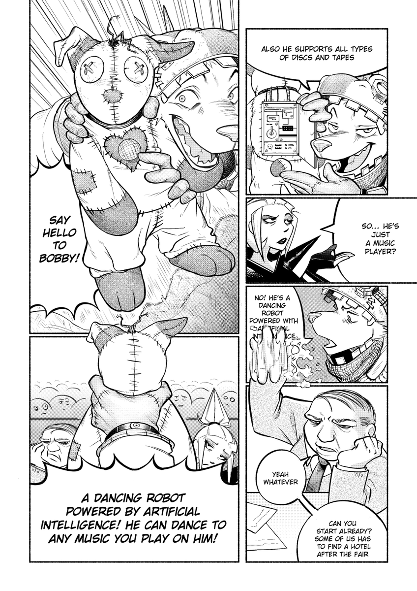 Fzenovi's tweet image. BOBBY-GO! : A comic one-shot about an engineer and his dancing robot
reading is from left to right (1/19)