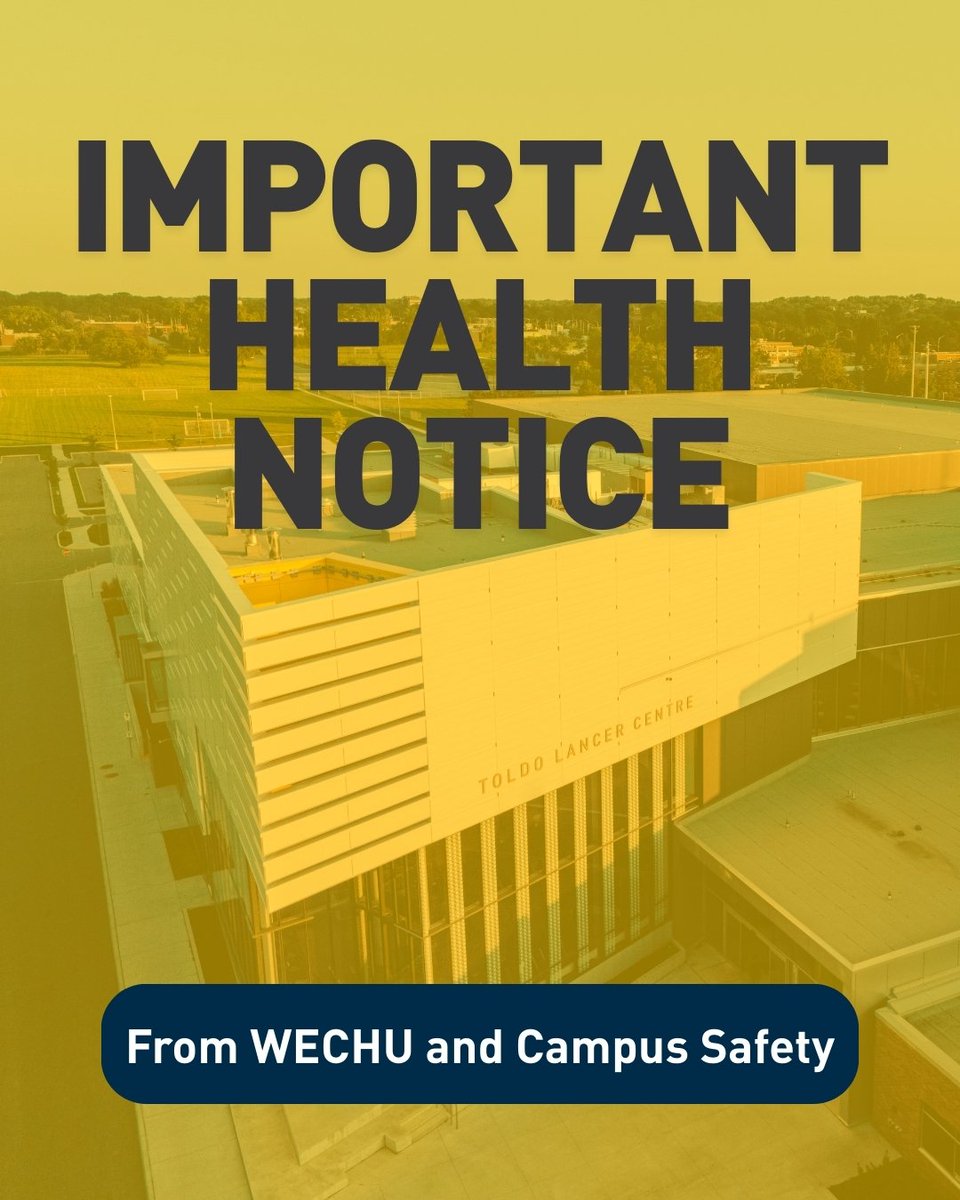 University of Windsor (@uwindsor) on Twitter photo šØ Health Notice: Possible Measles Exposure šØ
The University has been advised of a possible measles exposure at Toldo Lancer Centre on March 7 from 6:30 to 11:30 p.m.
For more information, visit conta.cc/43CeWvz or contact the <a href="/TheWECHU/">WEC Health Unit</a> or your health care provider. šØ Health Notice: Possible Measles Exposure šØ
The University has been advised of a possible measles exposure at Toldo Lancer Centre on March 7 from 6:30 to 11:30 p.m.
For more information, visit conta.cc/43CeWvz or contact the <a href="/TheWECHU/">WEC Health Unit</a> or your health care provider.
