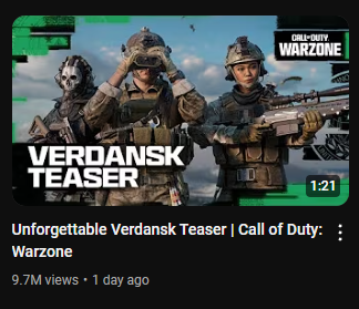 These are crazy numbers for the Call of Duty YouTube channel. 

We are so back! 🙌

#VerdanskReturns #Warzone #CallofDuty