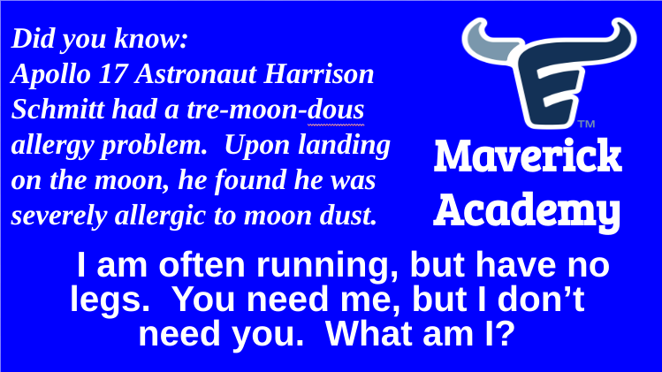 Mav_Academy's tweet photo. Maverick Academy riddle of the day: @FriscoRAIL @EHSFrisco https://t.co/bAiuRaE7i0