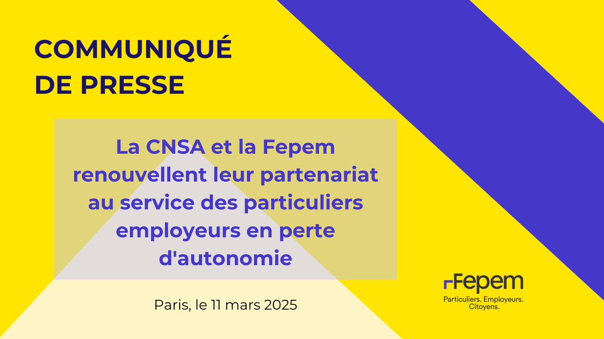 🔷 <a href="/CNSA_actu/">CNSA</a> et la #Fepem renouvellent leur partenariat au service des particuliers employeurs en perte d'autonomie !

Car choisir à la place d’une personne fragile, c’est la priver de son autonomie. 👉 tinyurl.com/2u2dw58n

#Autonomie #ParticulierEmployeur