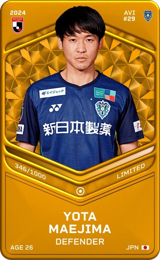 🎁 GIVEWAY 🎁

Aujourd'hui à gagner le défenseur gauche de l'Avispa (J League 🇯🇵) Yota Maejima

RT + FOLLOW 

📅 13/03

#Sorare #SorareGiveway #Giveway