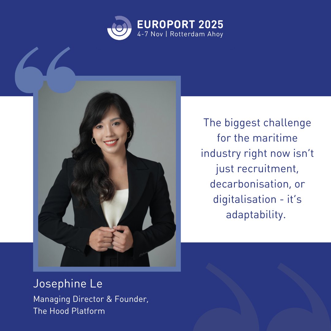 In this month’s #Europort2025 Industry Leader interview, we speak to Josephine Le, Managing Director and Founder of The Hood Platform.

Read the full interview here: europort.nl/news-and-media…

#europort #industryleaders #seafarers #maritime #shipping