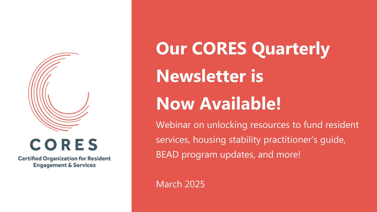 Don't miss out on our quarterly newsletter, which includes updates on our upcoming webinar on unlocking resources to fund resident services, SAHF's housing stability practitioner's guide, BEAD program funds, leveraging CORES with impact investors and more! conta.cc/4bEdACC