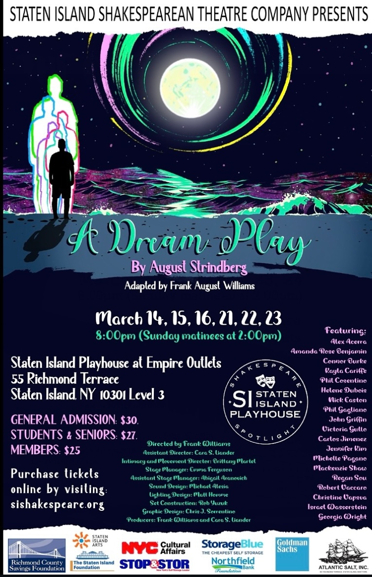 Experience the surreal world of A Dream Play, brought to life by the <a href="/SI_Shakespeare/">Staten Island Shakespearean Theatre</a>  Theatre Company! ✨
Catch this mesmerizing production at the Staten Island Playhouse at <a href="/EmpireOutlets/">Empire Outlets NYC</a> on March 14, 15, 16, 21, 22, and 23. 
Tickets available now at sishakespeare.org