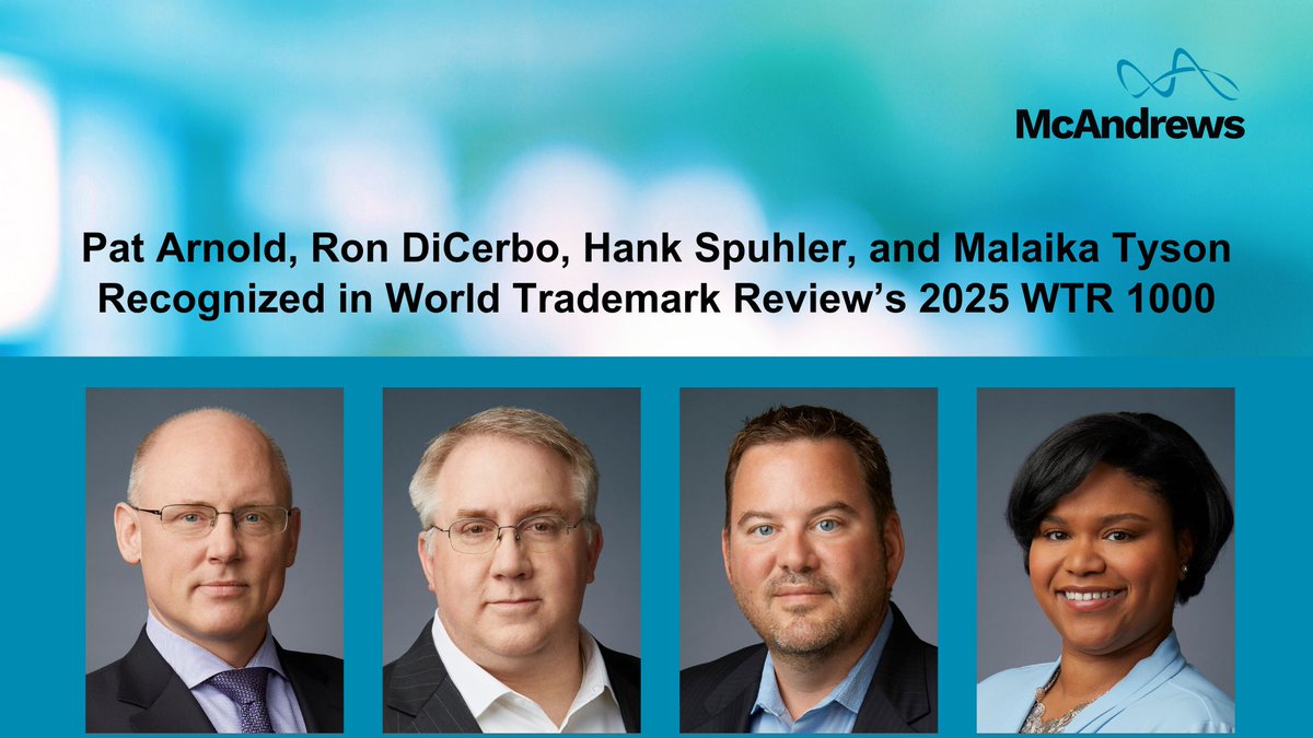 Pat Arnold, Ron DiCerbo, Hank Spuhler, and Malaika Tyson recognized in <a href="/WTR_Alerts/">World Trademark Review</a> World Trademark Review’s 2025 WTR 1000 bit.ly/3E8rAFg

#IntellectualProperty #IPLaw #IP #Trademark #WTR #WTR1000