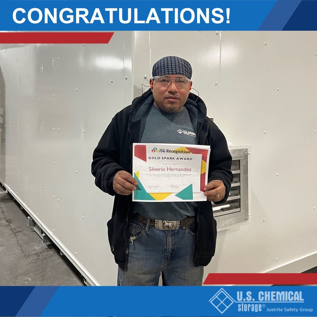 We want to congratulate welder Silvario Hernandez on being awarded the Gold Spark Award for his work ethic and dedication.  🎉🔥Queremos felicitar a nuestro soldador, Silvario Hernández, por recibir el premio Gold Spark Award en reconocimiento a su ética de trabajo y dedicación.