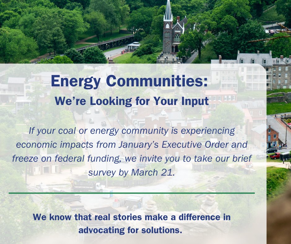 #Energycommunity leaders—we want to hear from you! January’s Executive Order and #federalfunding freeze are impacting economic development efforts across the field. Help us understand how by taking our brief survey by 3/21.  form.typeform.com/to/xwyDci5v?ty…