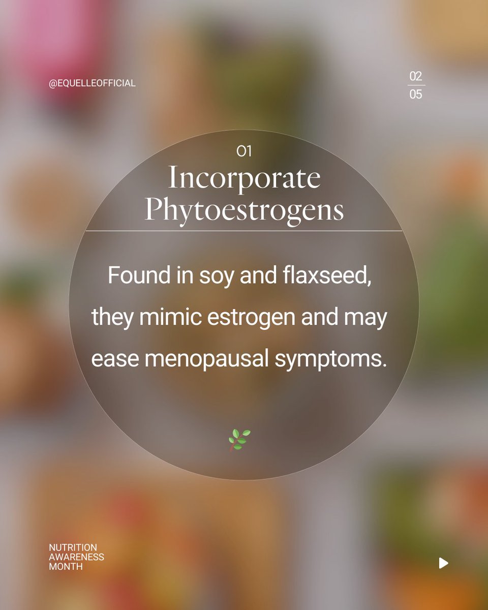 EQUELLEofficial's tweet photo. Empower your menopause journey with mindful dietary choices. Swipe through to discover how what you eat can influence your hormonal balance. 

Read more on our blog at the link in our bio.

 #MenopauseNutrition #HormoneHealth #NutritionAwarenessMonth https://t.co/ViNa6ymPOB