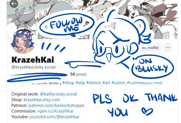 AHEM, I would like to remind everyone to follow me on 🦋~ All future (and old) artworks will be posted there, so if you're looking for my illustrations that's where to go!✨