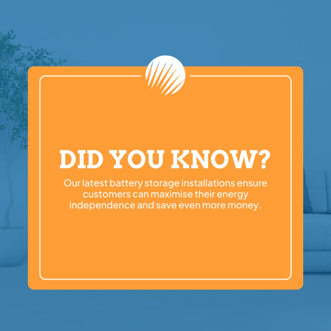 Store   your solar energy for later! 🔋 Our latest battery storage   installation ensures our customers can maximise their energy independence and   save even more money. #BatteryStorage #SolarEnergy #SustainableLiving   #NorthernGasHeating