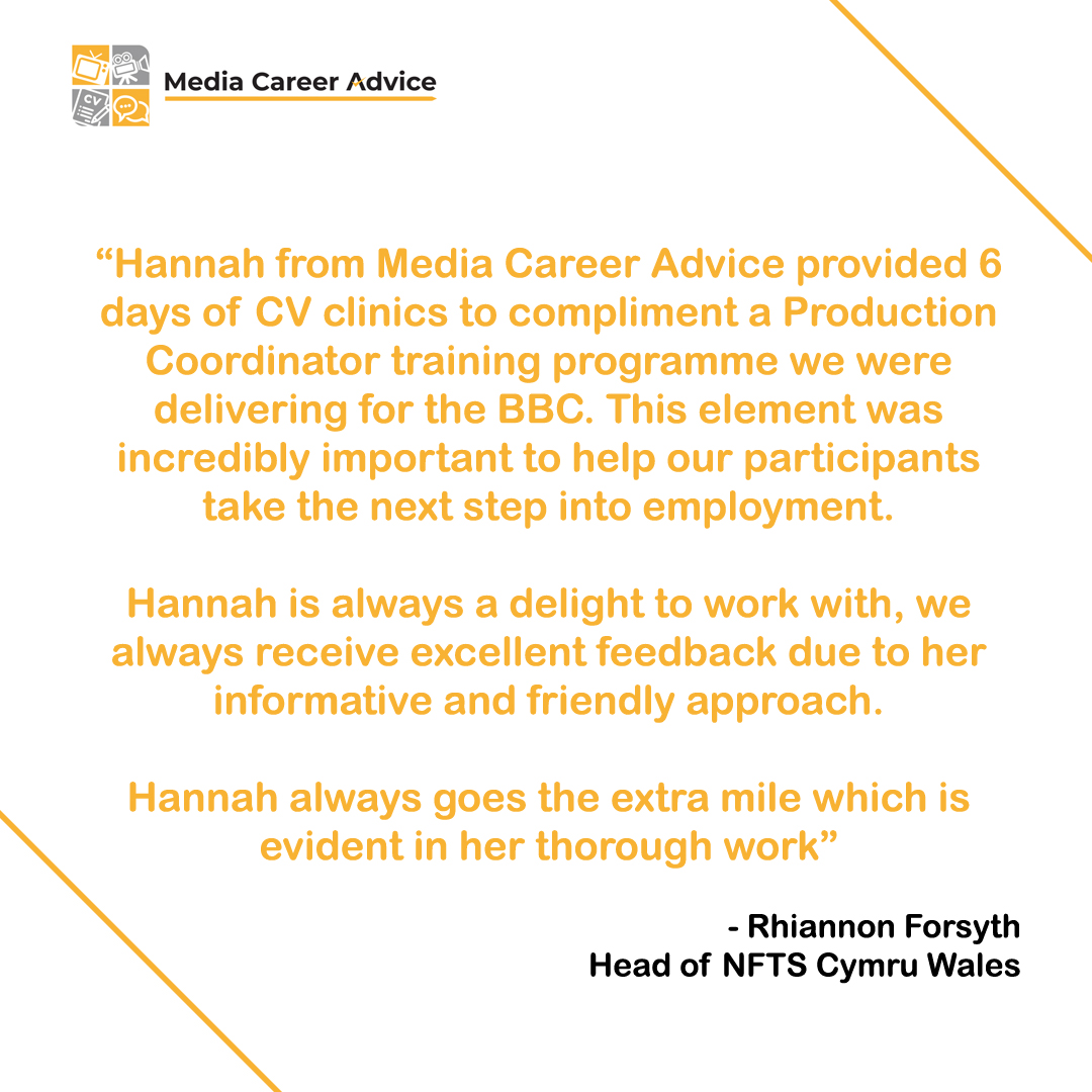 Media_Career_Advice (@mediacareeradv1) on Twitter photo We've had the pleasure of working with <a href="/NFTSCymruWales/">NFTS Cymru Wales</a> since last October, running taster sessions, full day training and most recently were asked to provide CV reviews for their alumni.
You can find out more about what we provided here - mediacareeradvice.co.uk/blog-news/nftsā¦
#training We've had the pleasure of working with <a href="/NFTSCymruWales/">NFTS Cymru Wales</a> since last October, running taster sessions, full day training and most recently were asked to provide CV reviews for their alumni.
You can find out more about what we provided here - mediacareeradvice.co.uk/blog-news/nftsā¦
#training