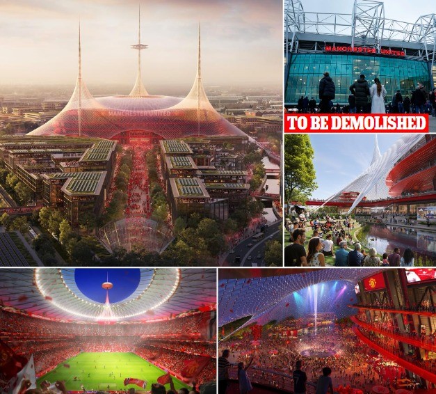 MikeKeegan_DM's tweet photo. 🚨REVEALED: MANCHESTER UNITED'S 'NEW' OLD TRAFFORD

🏟️Vast glass and steel 'umbrella' over 100,000 stadium
👿Three giant towers based on 'Red Devil trident' 
⚽️Plaza twice size of Trafalgar Square
🔴Red wall of noise
📆Could build in FIVE YEARS

✒️Full details, pics & video: https://t.co/VGOGmwkNGn #mufc