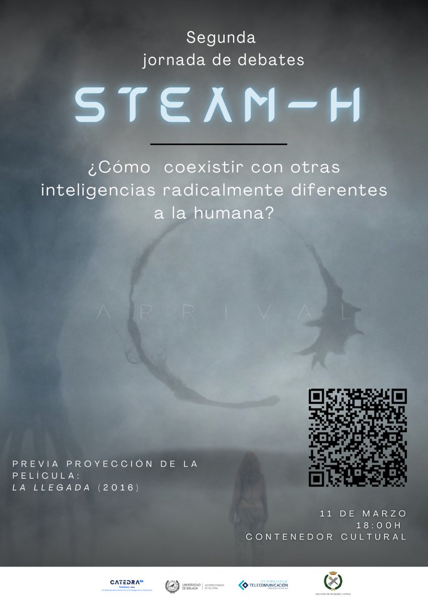 Nuria Rodríguez-Ortega (@airun72) on Twitter photo Nueva sesión de debates STEAM-H de <a href="/TelefonicaUMA/">TelefónicaUMA</a> y Vic. Cultura. ¿Cómo coexistir con inteligencias radicalmente diferentes a la humana? ¿Te lo has preguntado alguna vez? Hablaremos de ello HOY después de ver La Llegada en <a href="/ContenedorUMA/">Contenedor Cultural</a>. Más info en: catedratelefonicauma.es/actividades/de… Nueva sesión de debates STEAM-H de <a href="/TelefonicaUMA/">TelefónicaUMA</a> y Vic. Cultura. ¿Cómo coexistir con inteligencias radicalmente diferentes a la humana? ¿Te lo has preguntado alguna vez? Hablaremos de ello HOY después de ver La Llegada en <a href="/ContenedorUMA/">Contenedor Cultural</a>. Más info en: catedratelefonicauma.es/actividades/de…