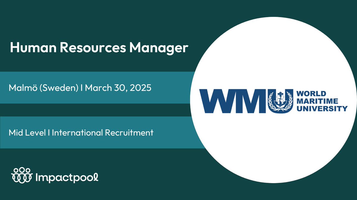 The World Maritime University is seeking a Human Resources Manager to provide professional, operational, and strategic Human Resources Management  services to the staff and management of the University.

Learn more and apply by March 30: bit.ly/4i8W6AC