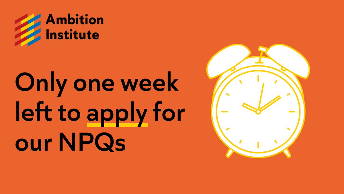 🚨 Calling all teachers and school leaders 🚨 
 
There’s one week left to apply for our National Professional Qualifications. 
  
Apply before 11:59pm on Tuesday 18 March on our website 👉 loom.ly/-cOqQcM
