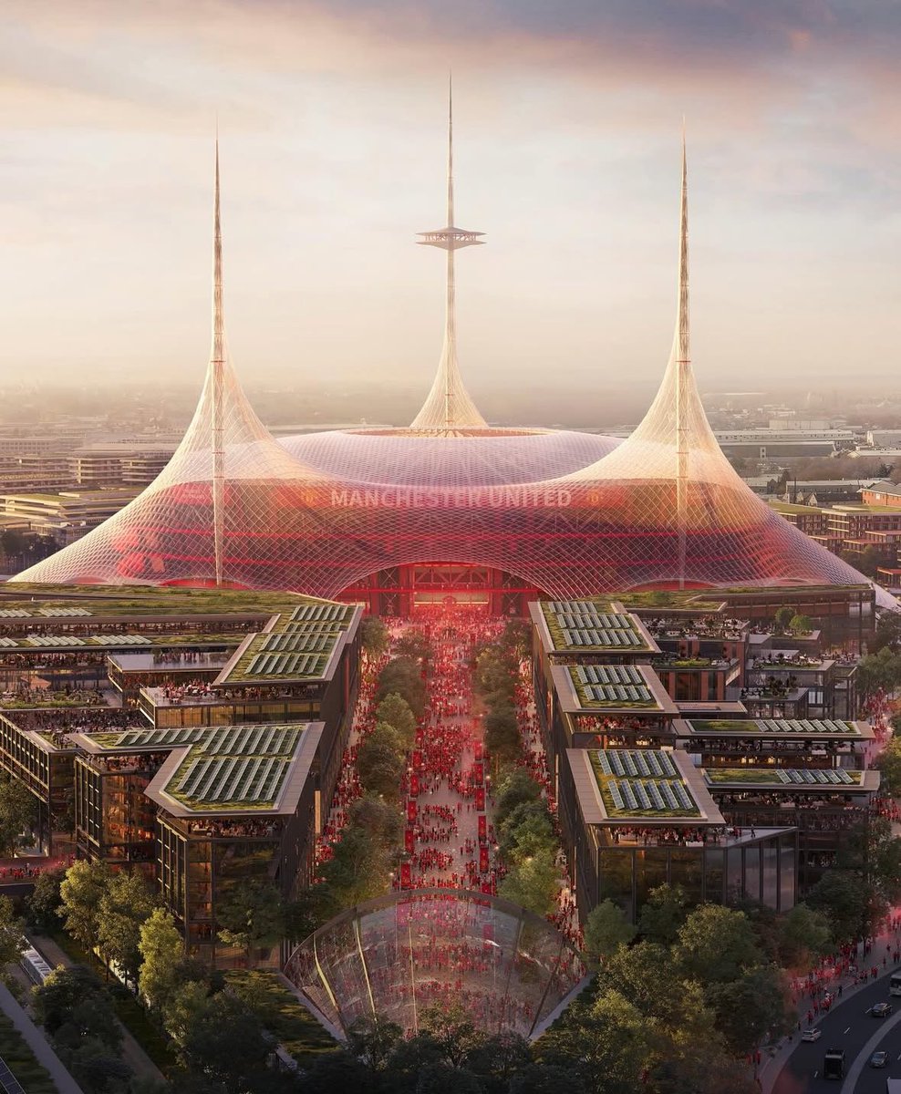 StretfordPaddck's tweet image. 🚨🗣️ Lord Norman Foster of Foster + Partners, said: “The stadium is contained by a vast umbrella, harvesting energy and rainwater, and sheltering a new public plaza that is twice the size of Trafalgar Square. 

“The outward-looking stadium will be the beating heart of a new…