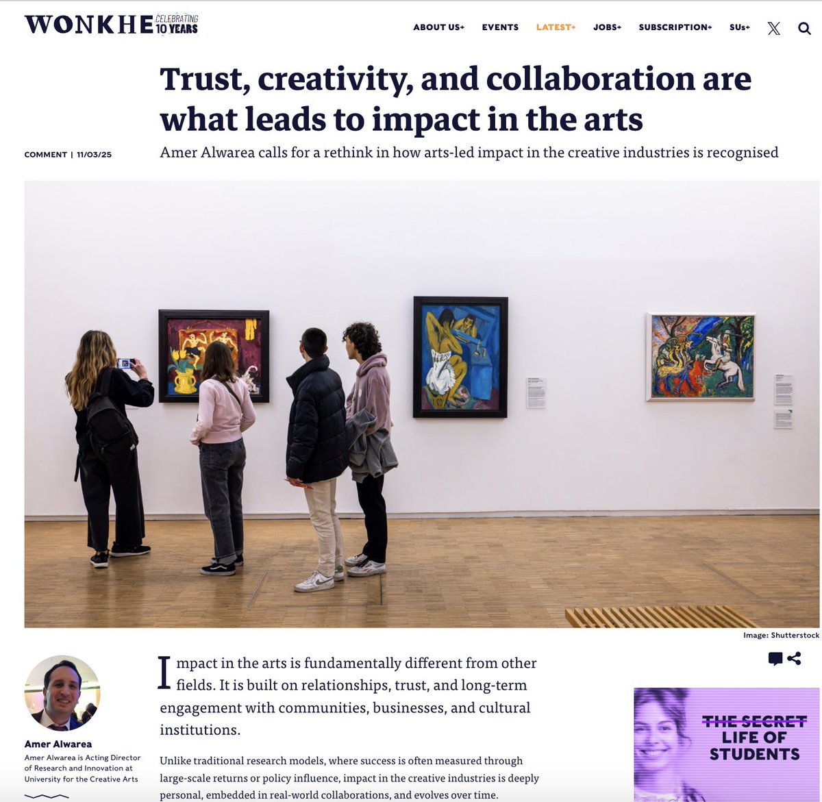 I’m happy to share my latest article on rethinking impact in the arts—exploring how creative research drives change in ways that go beyond traditional measures of success.

wonkhe.com/blogs/trust-cr…