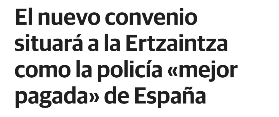 Un ertzaina recién salido de la academia cobrará no menos de 50.000 euros al año, el doble que un medico en #Osakidetza.
No hay médicos pero sobran policías.
Y sobre todo sobran gobernantes indecentes y sinvergüenzas.
Este país está haciendo el Pnv