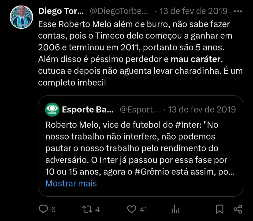 Romulo1809's tweet photo. @ultimasinter O cara que reclamou que chamaram ele de mau caráter: https://t.co/sWDcTnqlPa