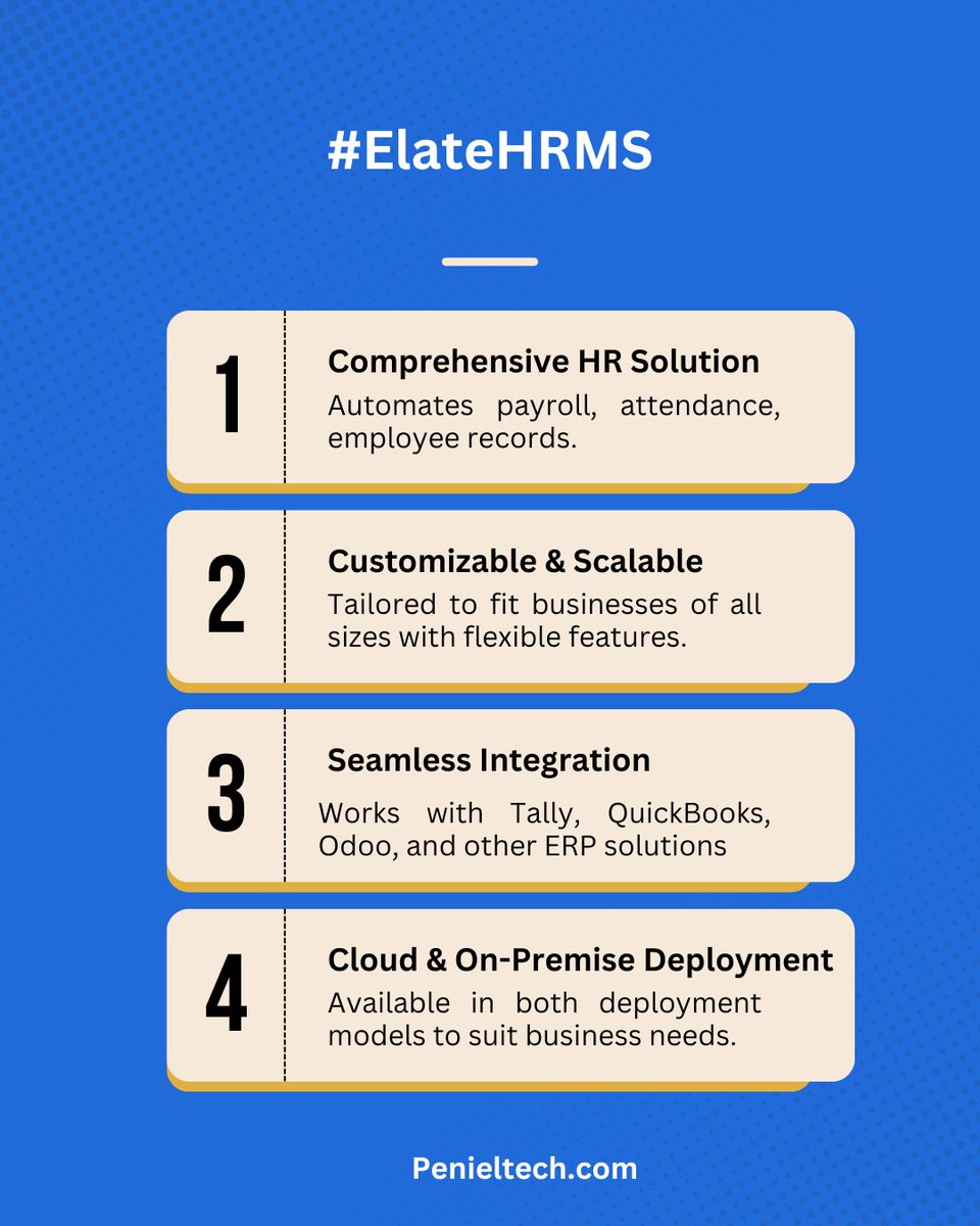 Penieltech_LLC's tweet photo. 🚀 Streamline Your HR Processes with Elate HRMS! 🚀
Managing HR tasks can be challenging, but Elate HRMS makes it seamless! 
#hrms #elatehrms #penieltech #hrsoftware #payroll #dubai #uae #MiddleEastern
Visit: https://t.co/wH7YN6C4RX Or +971 4 239 8 571. https://t.co/cJ9sKkyYvS