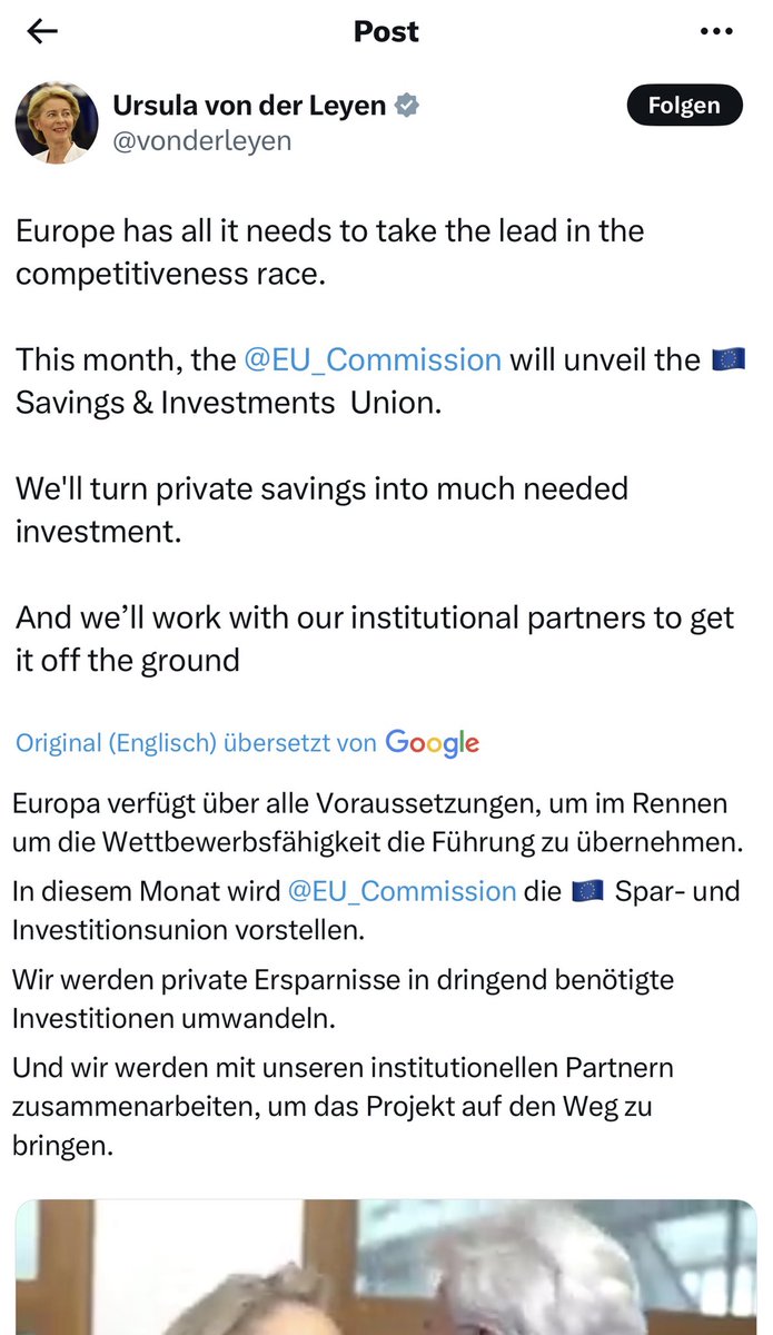 Die hat gestern tatsächlich geschrieben: „Wir werden private Ersparnisse in dringend benötigte Investitionen umwandeln“? Hallo?