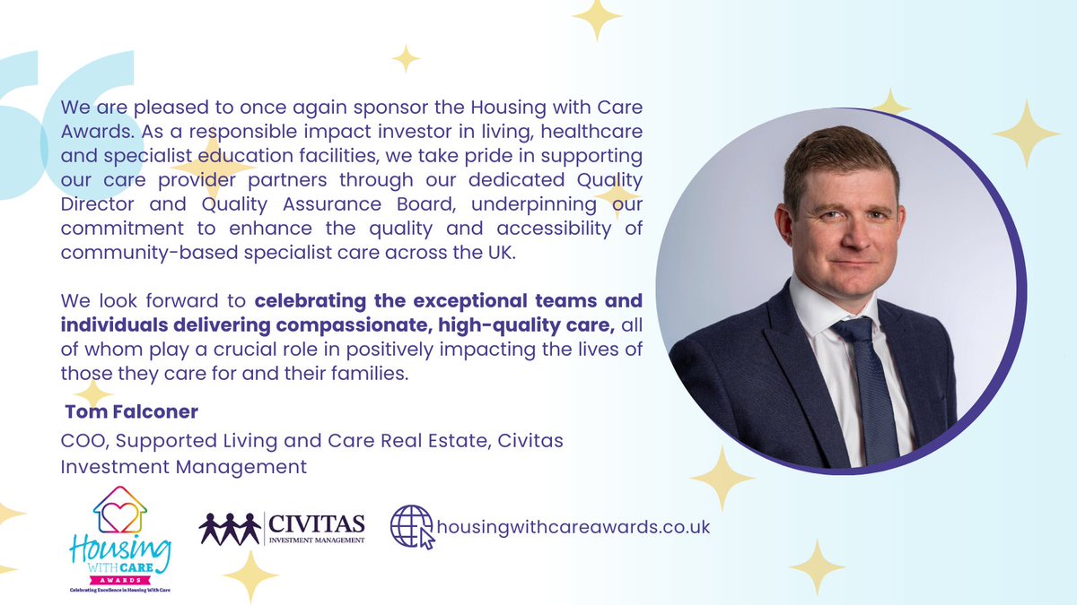 ⏳🏡 The Housing with Care Awards – Sponsored by Civitas Investment Management! 🏡✨

Nominations close tomorrow—don’t miss out! ⏳

📢 Submit yours today! 👉 bit.ly/3tRgX7O

#HousingWithCare
