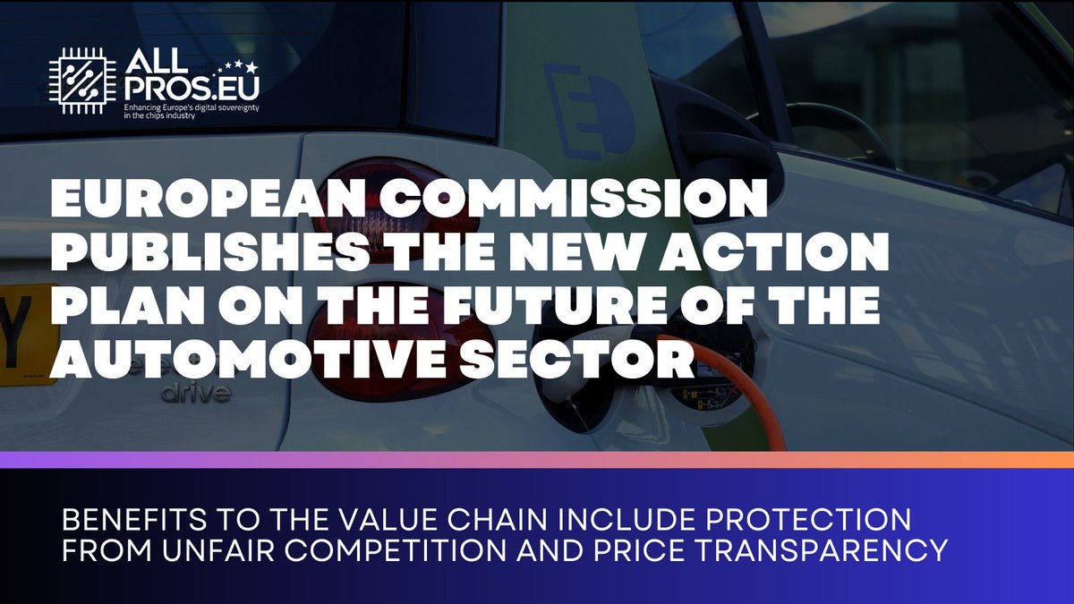 🚗💡 EU Action Plan for the automotive sector: what impact on #semiconductors?

The plan tackles challenges with cascading benefits to the chip industry:

⛳ Ensuring fair competition
👩‍🏭 Upskilling workers
💪 Strengthening supply chain
Read more 👉 tinyurl.com/5326scta