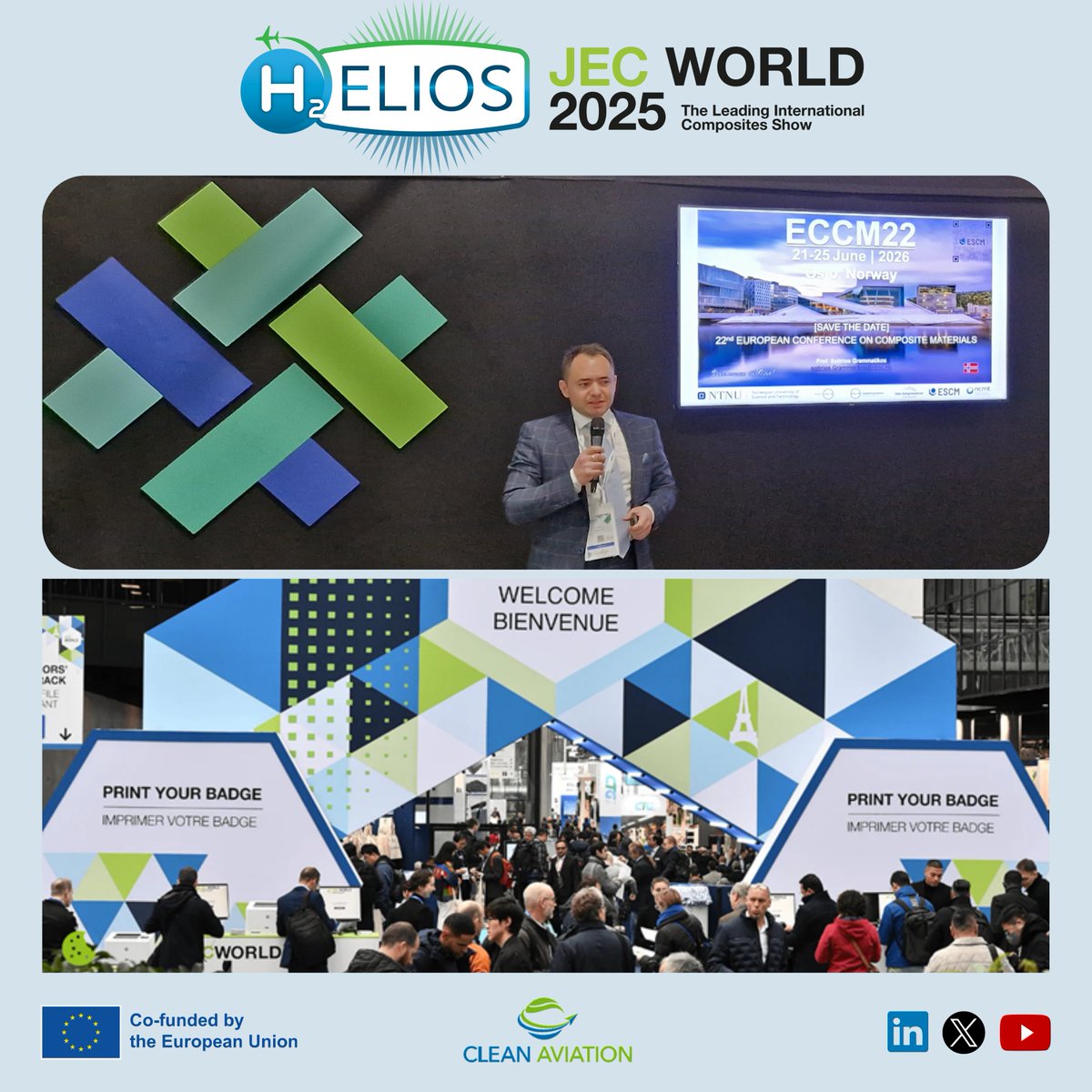 🌍 H2ELIOS at JEC World 2025! 

🔬Sotirios Grammatikos from <a href="/NTNU/">NTNU</a> shared insights on innovations for liquid hydrogen storage at the world’s largest composites exhibition.

#H2ELIOS #Composites #HydrogenAviation #SustainableAviation