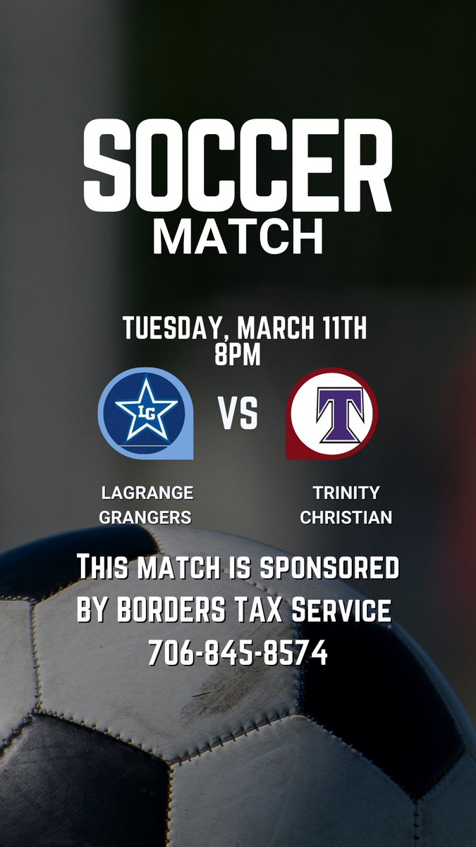 Well it’s Game day again for your #10 ranked Grangers. Today we travel to play Trinity Christian. Just like the Grangers are in the middle of our season you are also in the middle of Tax Season. Our partners at Borders Tax Service can help make sure you finish on top.GoGrangers