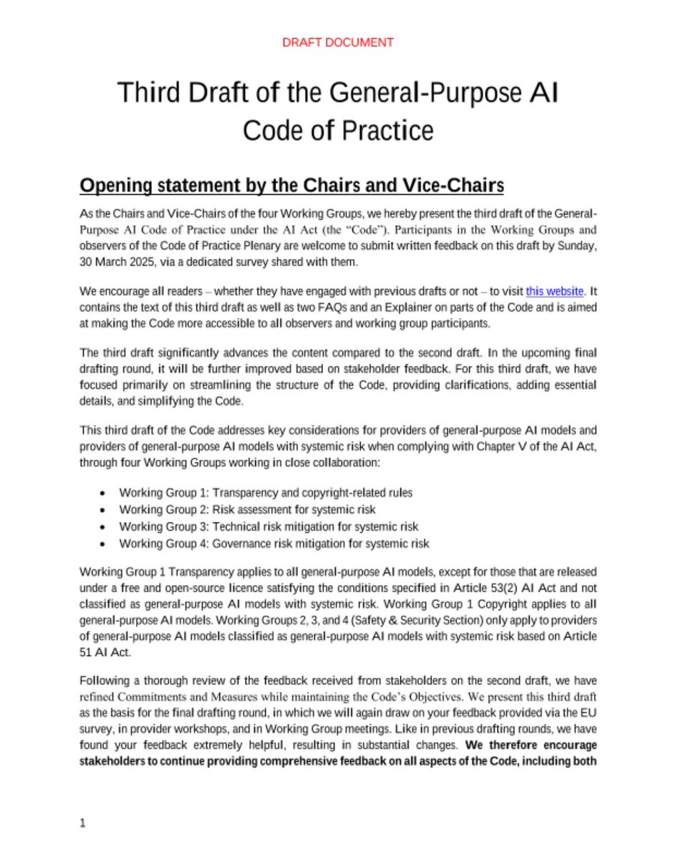Third Draft of the General-Purpose AI Code of Practice published, written by independent experts. See digital-strategy.ec.europa.eu/en/library/thi…