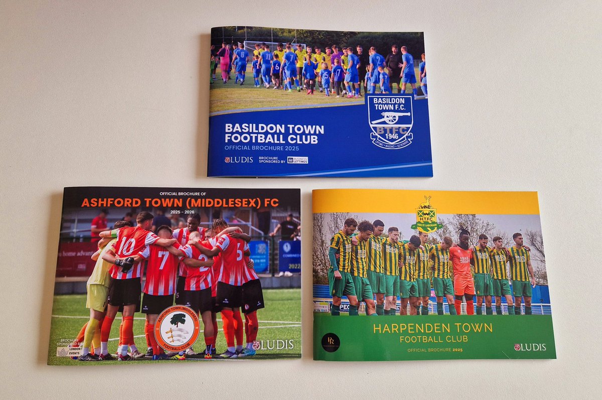 Ludis (@ludispubgrp) on Twitter photo A busy few weeks at Ludis HQ.
Three shiny new club brochures have arrived 🤩.
<a href="/ashfordtownmx/">Ashford Town (Middlesex) FC</a> <a href="/AshfordTownWFC/">Ashford Town Women</a> <a href="/BasTownFC/">Basildon Town FC</a> <a href="/Harpenden_Town/">Harpenden Town FC</a> A busy few weeks at Ludis HQ.
Three shiny new club brochures have arrived 🤩.
<a href="/ashfordtownmx/">Ashford Town (Middlesex) FC</a> <a href="/AshfordTownWFC/">Ashford Town Women</a> <a href="/BasTownFC/">Basildon Town FC</a> <a href="/Harpenden_Town/">Harpenden Town FC</a>