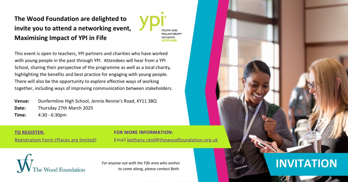 💡Join the conversation!💡

Are you a teacher/charity worker, involved with YPI or want to get involved? Join the YPI team at Dunfermline High School on Thursday 27th March for an in-person event on how to maximise the impact of YPI for your organisation. 

🗣️ You will hear from
