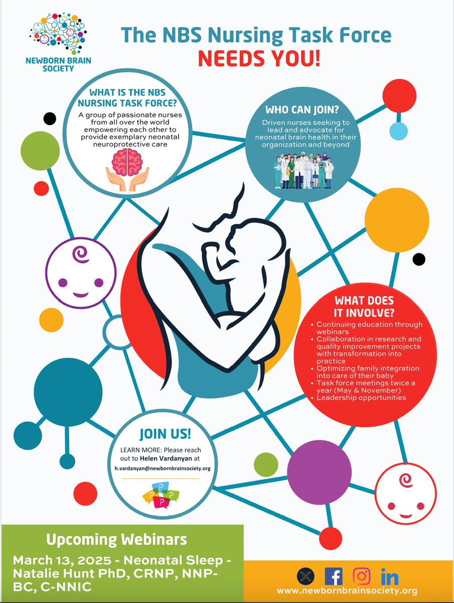 Os animamos a uniros a esta interesante iniciativa: el grupo de trabajo de Enfermería de la <a href="/NewbornBrains/">Newborn Brain Society</a> 
Enfermeras trabajando para empoderar a otras enfermeras en el cuidado neonatal focalizado en la neuroprotección
WEBINAR: 13 de marzo
newbornbrainsociety.org/nursing-task-f…
#Enfermería